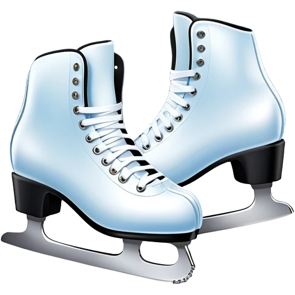 An icon featuring a pair of elegant figure skates standing on the smooth ice of a rink, with sparkling ice beneath them. The background shows a grand ice arena with bright lights and empty stands, highlighting the beauty and grace of figure skating. Transparent background. emoji