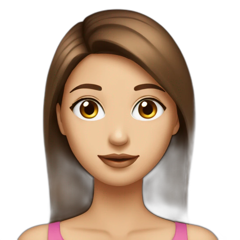 Fille cheveux lisse long brune yeux marron emoji
