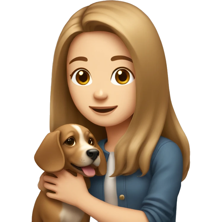 long light brown hair girl playing with her dog  emoji