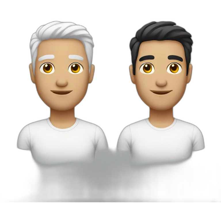 man with white and black hair with no beard and short hair emoji