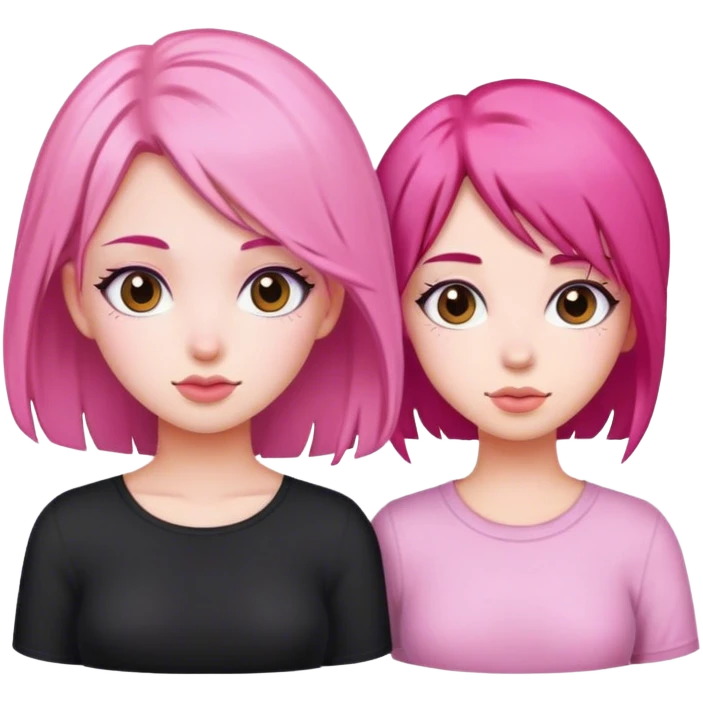 a pink hair girl and a black hair girl emoji