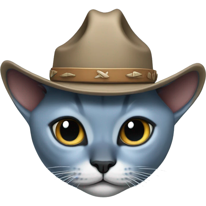 Fat blue Siamese cat cowboy hat emoji