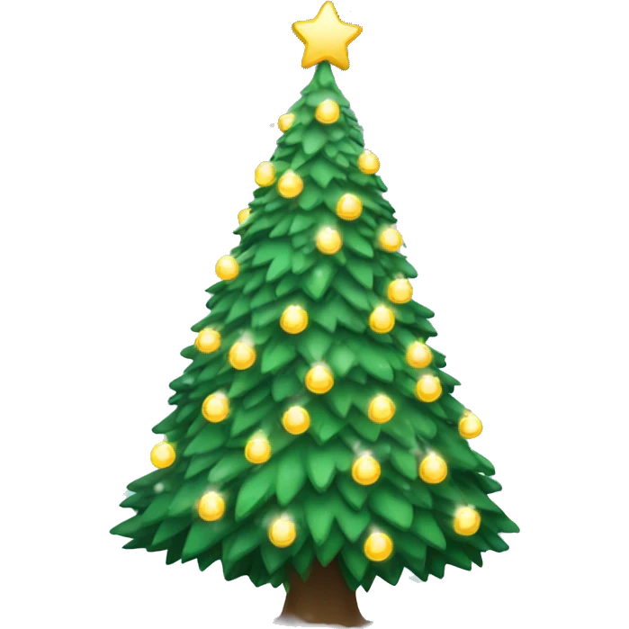 Big Christmas tree with lights and snow emoji
