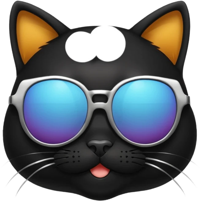 black cat wearing sunglasses, playful expression emoji