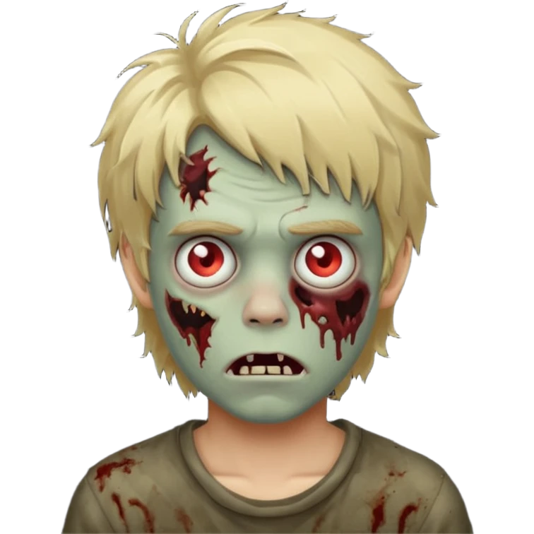 Boy, zombie, blonde hair, shaggy, dark, spooky emoji