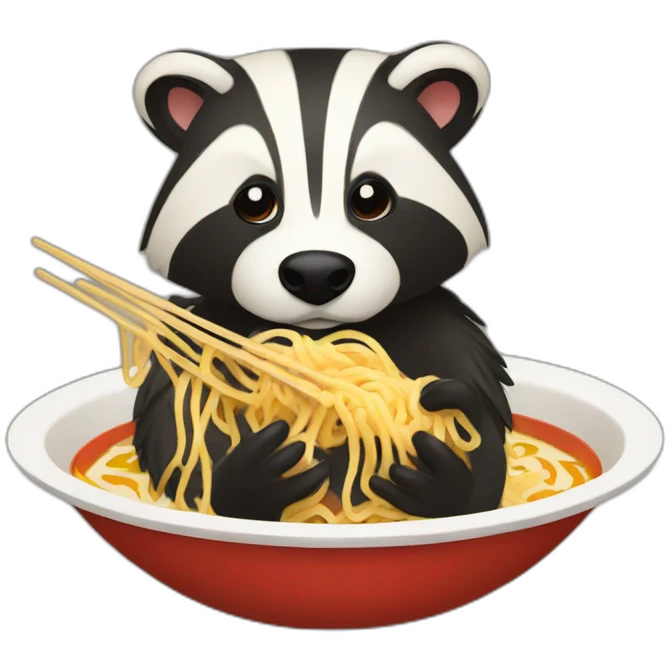 A badger eating ramen emoji