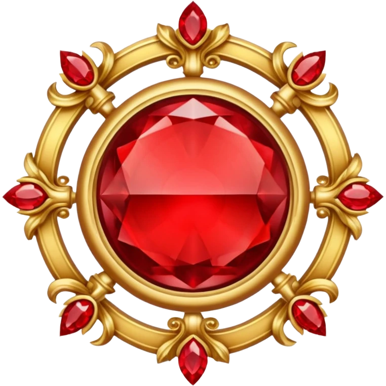 Golden circle crest with red gems emoji