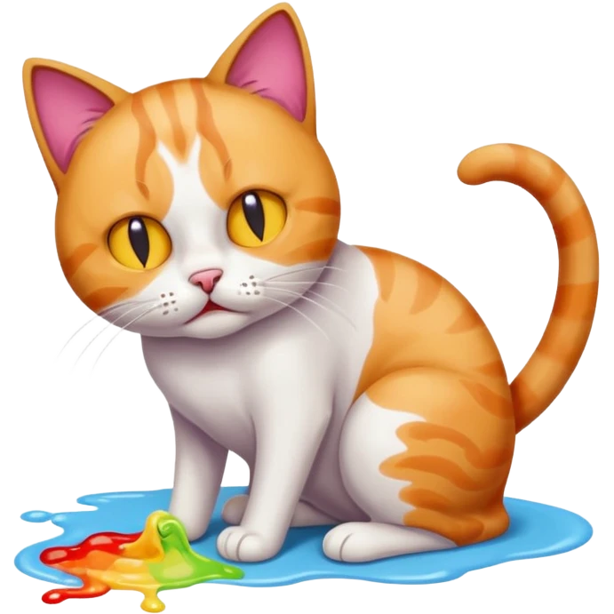 Cat that is vomiting on the floor emoji