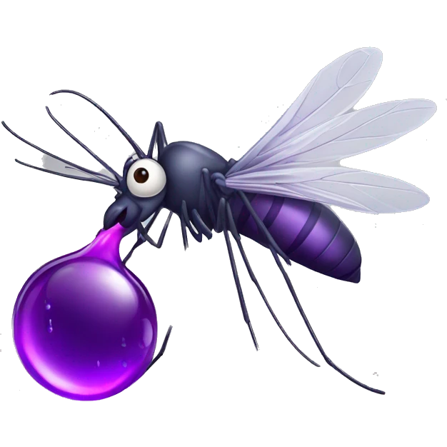 Adorable Mosquito sucking purple blood drop emoji