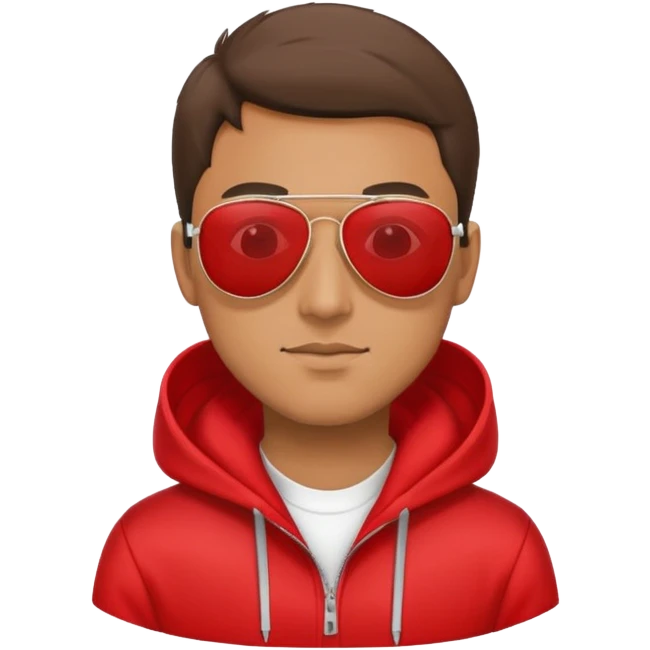 man with aviator sunglasses wearing a red hoodie emoji