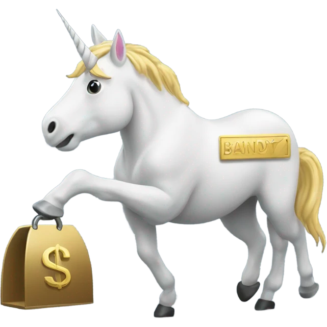 Unicorn robbing a bank emoji