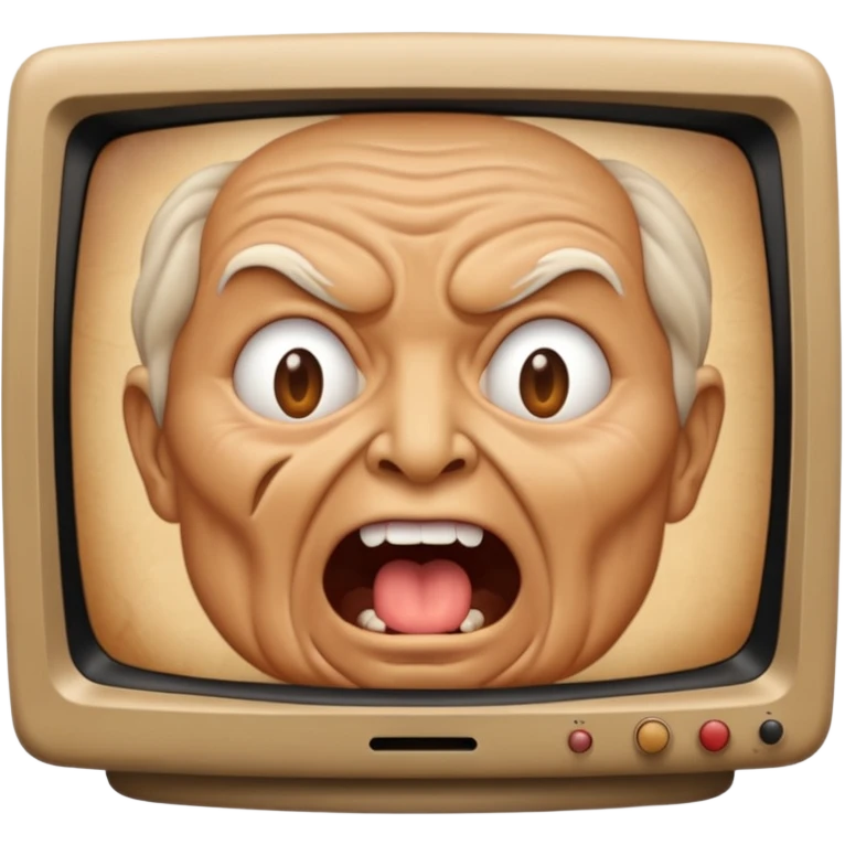 TV screen showing a old screaming face emoji
