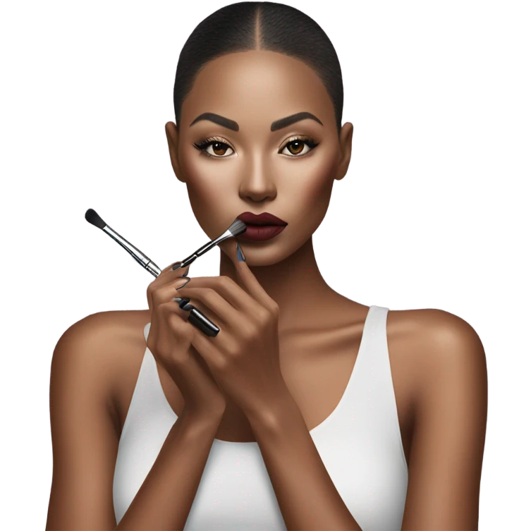 Hyper Realistic fashion model applying her make up emoji