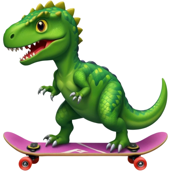 Dinosaur on a skateboard emoji