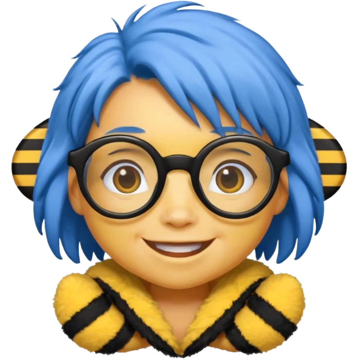bee with blue hair and spectacles emoji