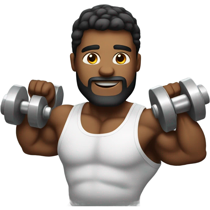 man with very big biceps with dumbell emoji
