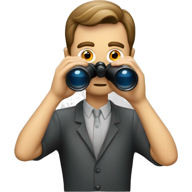 A man looking at hosting expert through binoculars  emoji