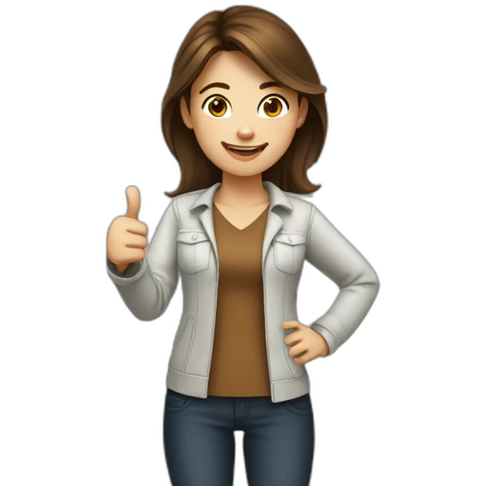 programmer girl with brown hair, thumbs up. emoji