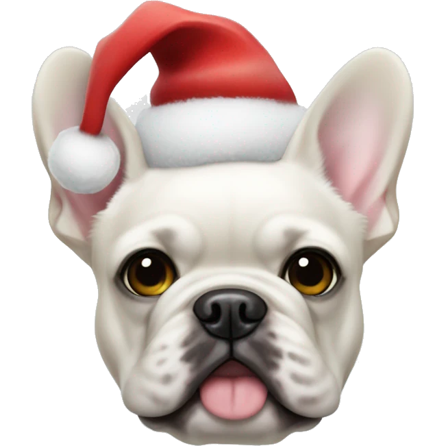 Christmas themed white fluffy French bulldog  emoji