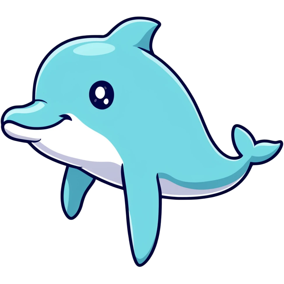 cute cartoon dolphin with big eyes emoji