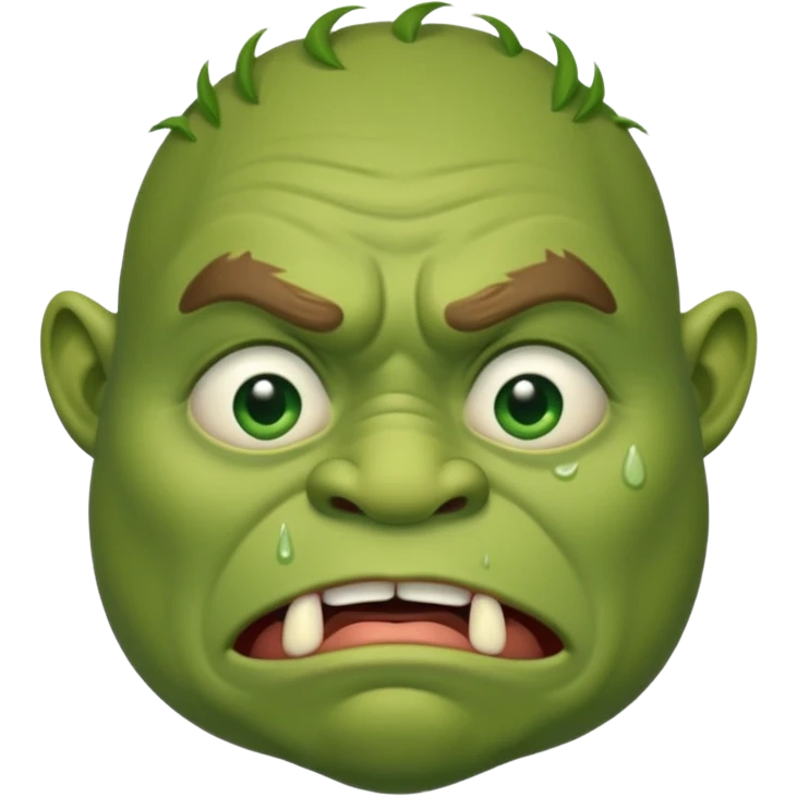 An oger is crying with tears in his eyes emoji