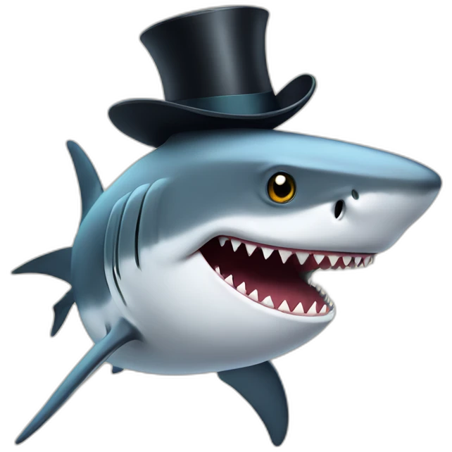 Shark with a top hat emoji