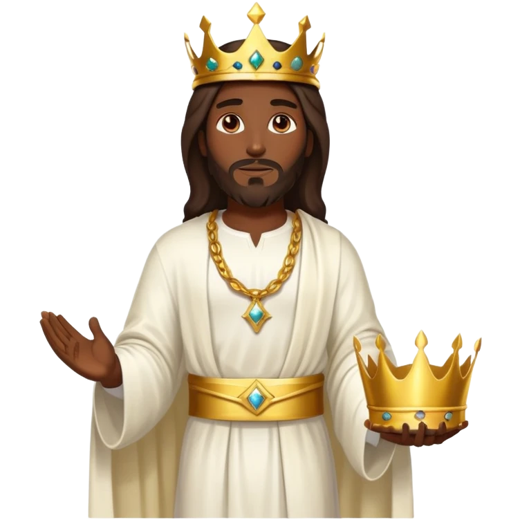 Dark skin christ Jesus walking with Gold Crown emoji