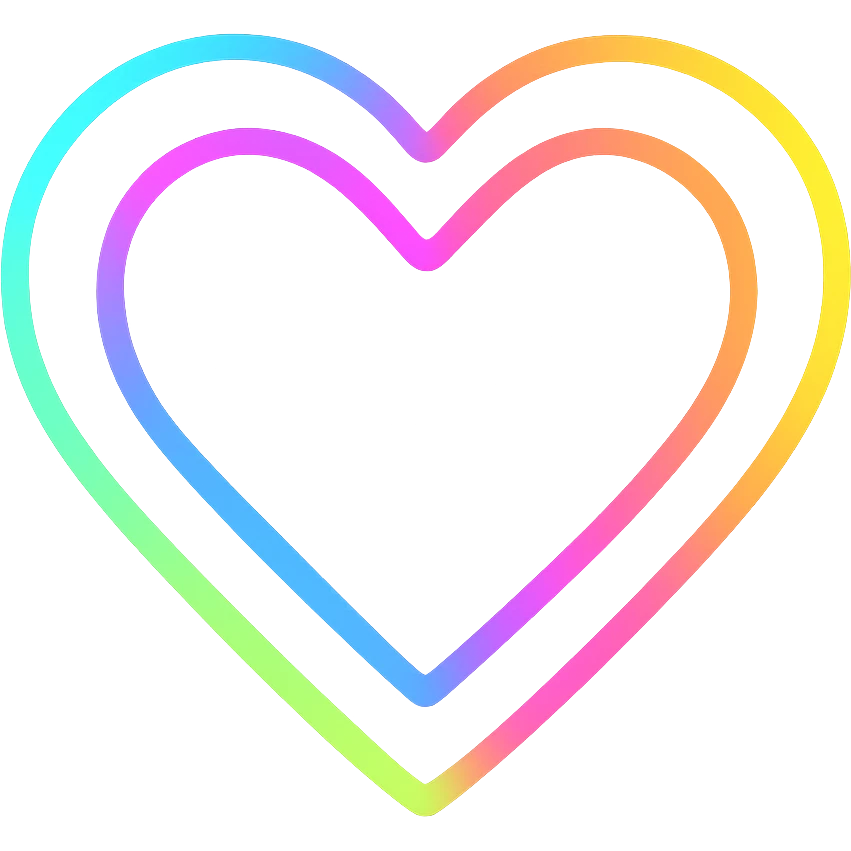 A glowing heart icon with vibrant colors and neon outlines emoji