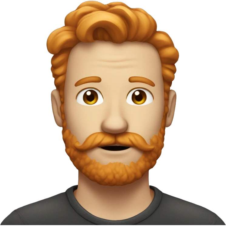 Ginger man mustache little bit of beard brown eyes emoji