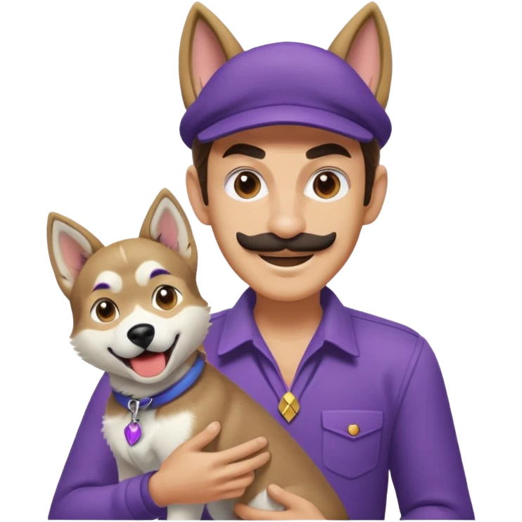 Waluigi playing with a husky  emoji