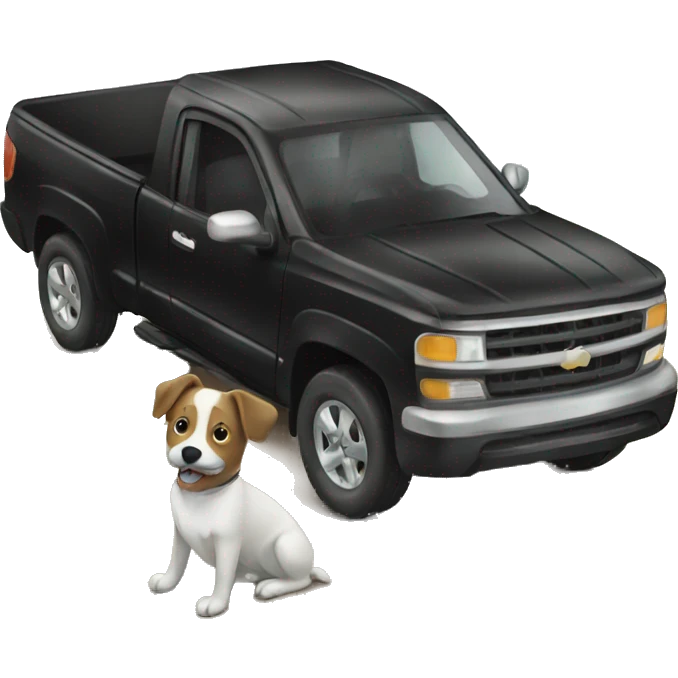 Black pickup truck with a dog  emoji