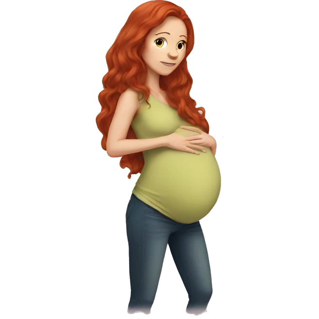 Strong and brave mom redhead long hair pregnant  emoji