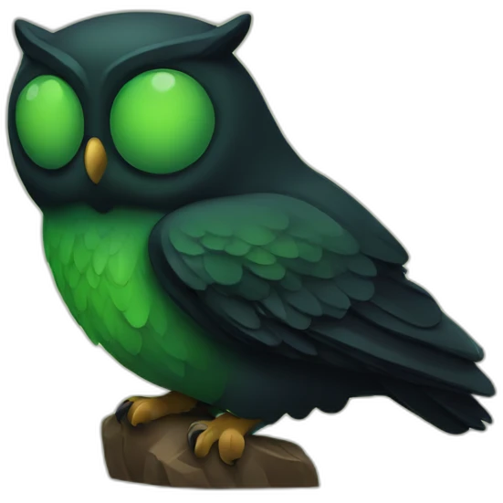 Cute black and green owl praying emoji