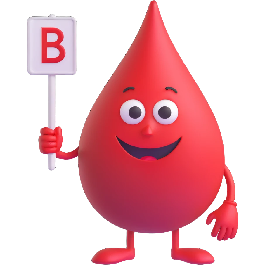 blood drop character holding a B.R.B. sign emoji