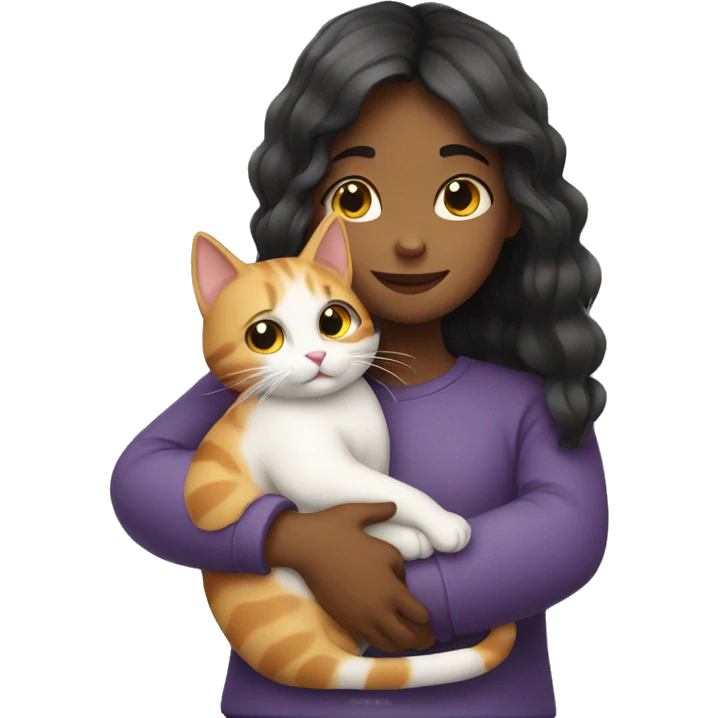 girl hugs cat emoji