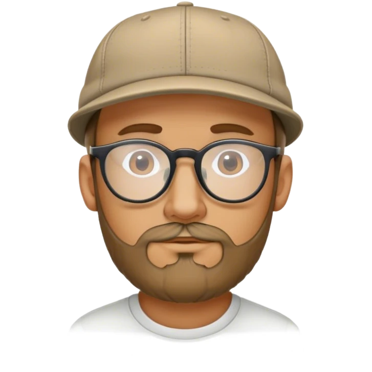 quiero un emoji de una persona con cara perfilada moreno con lentes y gorra y barba muy baja emoji