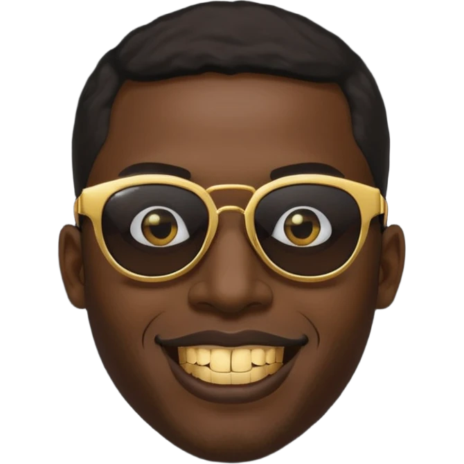 Black man with golds in mouth and black sun glasses emoji