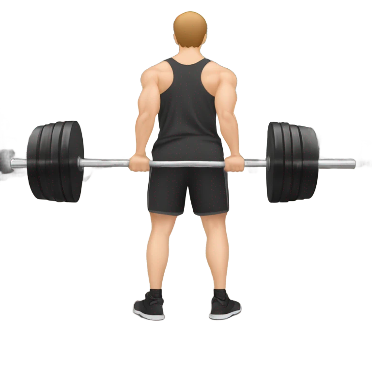 White man with light brown hair at gym doing  weighted barbell squat from back view emoji