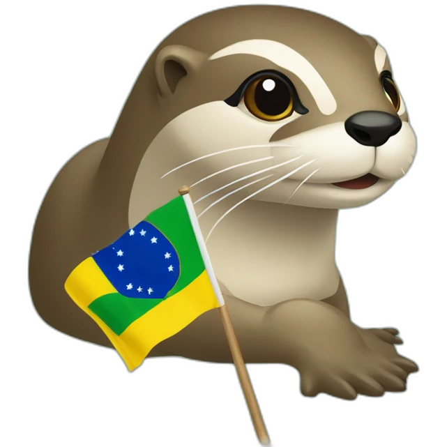 Loutre sur un drapeau du Brésil emoji