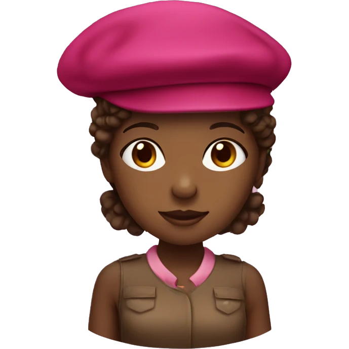one black girl with raspberry colored beret with brown hair emoji