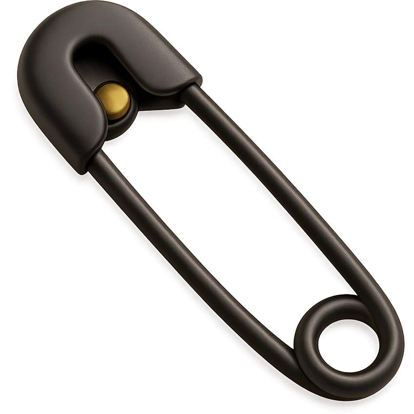a safety pin, closed in 3D black style emoji