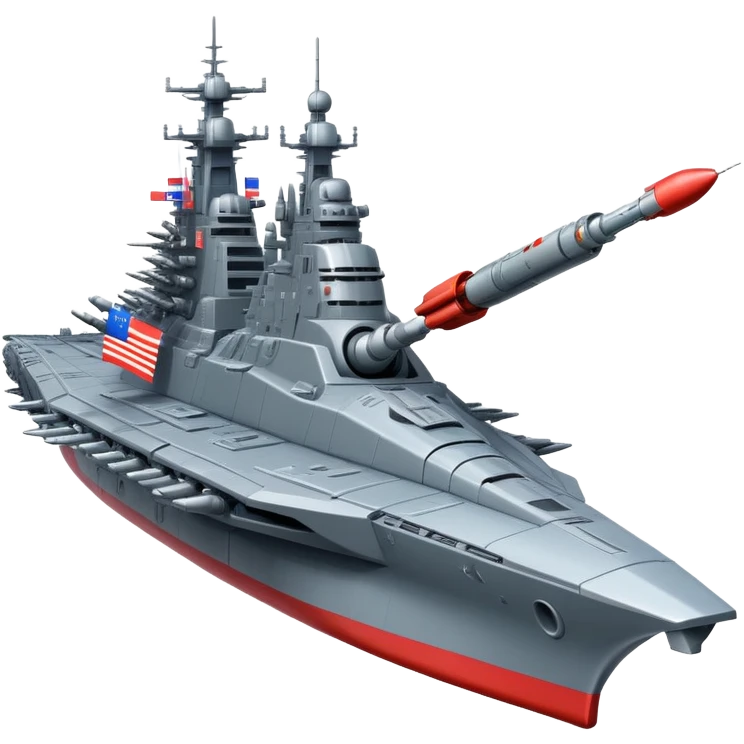 Huge Russian space battleship with prominent flag and missile launchers emoji