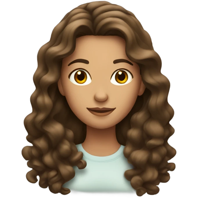 Brunette woman with wavy hair and tanned  emoji