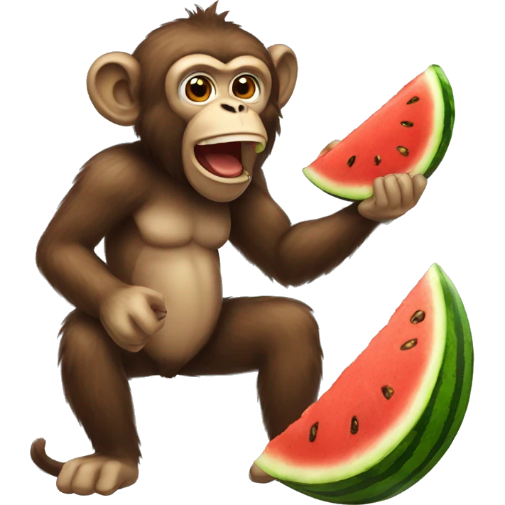 monkey eating watermelon and fried chicken emoji