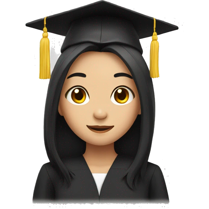 asian graduation girl with long black hair emoji