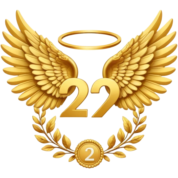2st place award number decorated with golden angel  wings  emoji