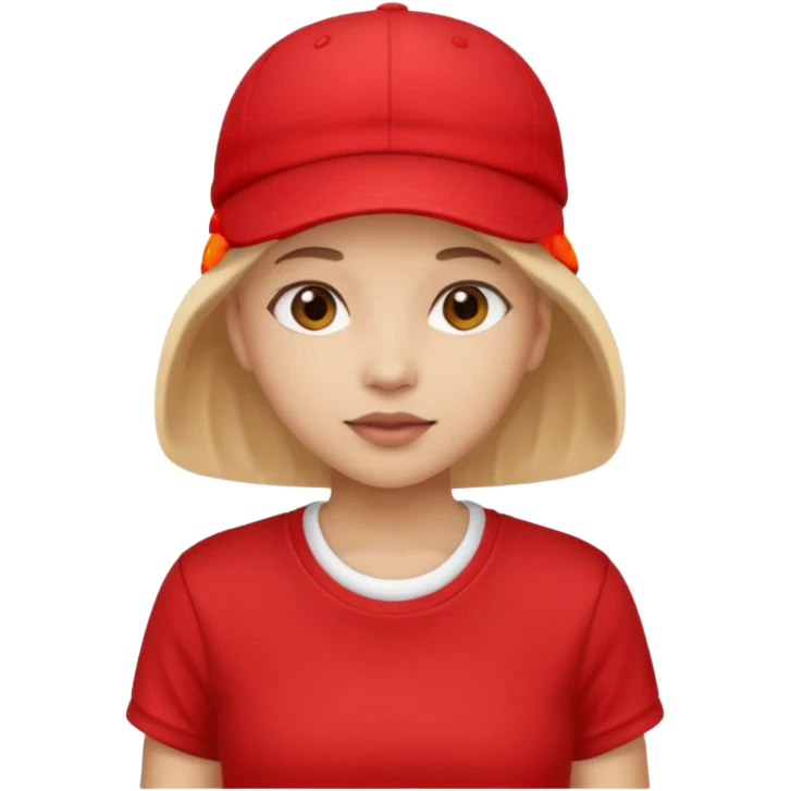 red tennis hat and red tshirt girl emoji