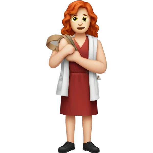 Red head with arm in a sling from surger emoji