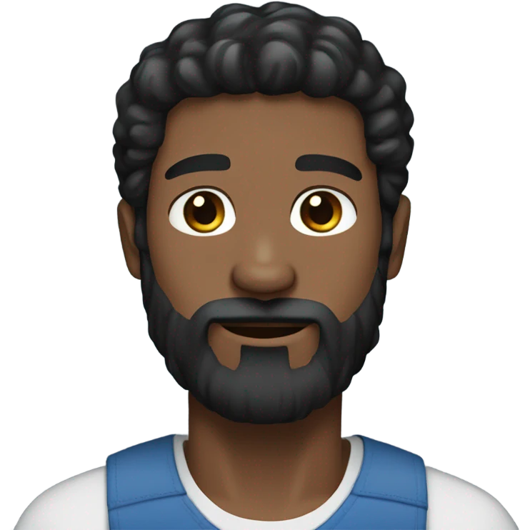 Beard man black hair blue eyes holding black Labrador  emoji