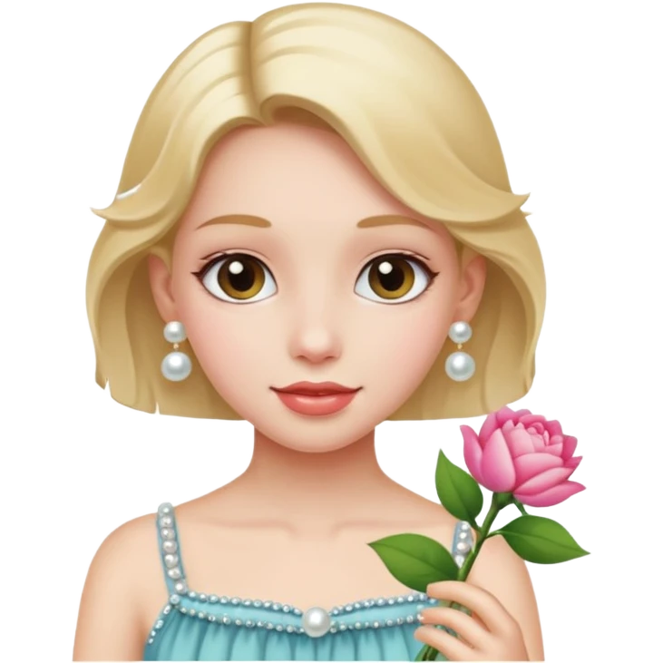 girl-with-pearl-earrings-painting holding flower emoji